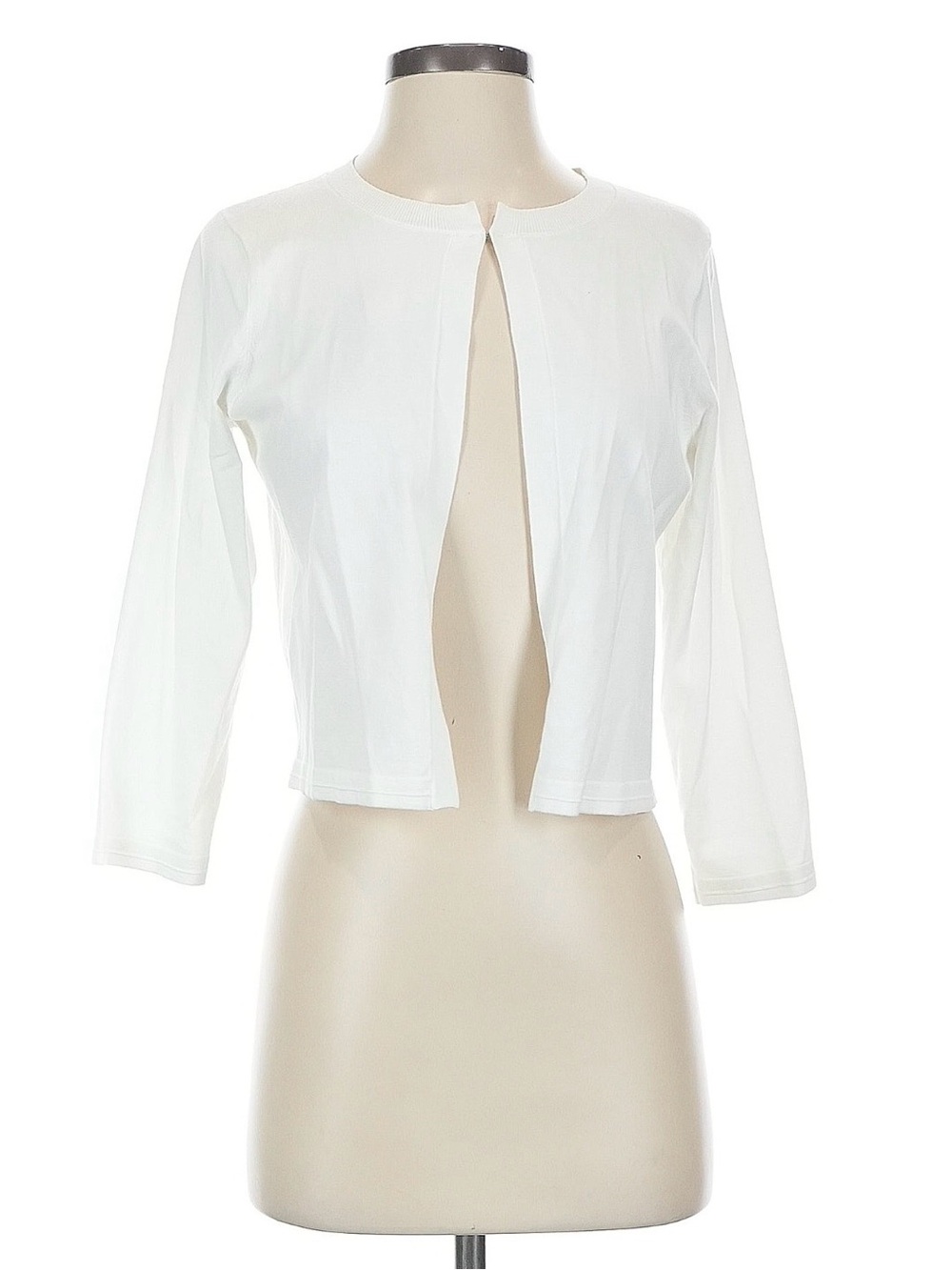 Karen Millen White Cropped Open Front Cardigan